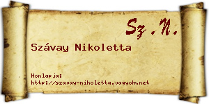 Szávay Nikoletta névjegykártya